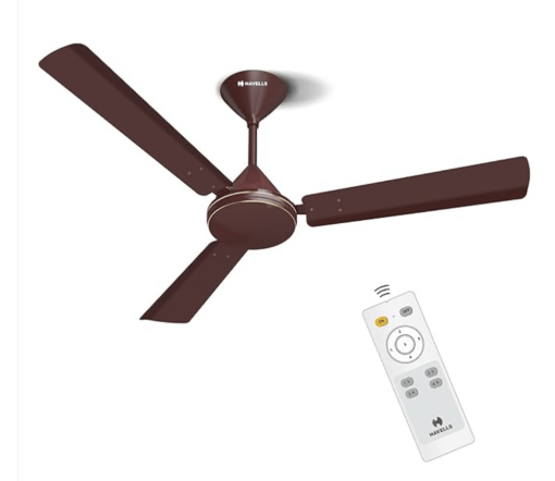 Havells 1200mm Efficiencia Prime BLDC Motor Ceiling Fan | 5 Star with Remote, 100% Copper | Upto 53% Energy Saving, High Air Delivery, 2 Year Warranty, Inverter Friendly, Timer | (Pack of 1, Brown)